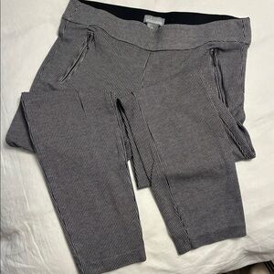 Massini Black and White Micro-Houndstooth Stretch Slim Pants